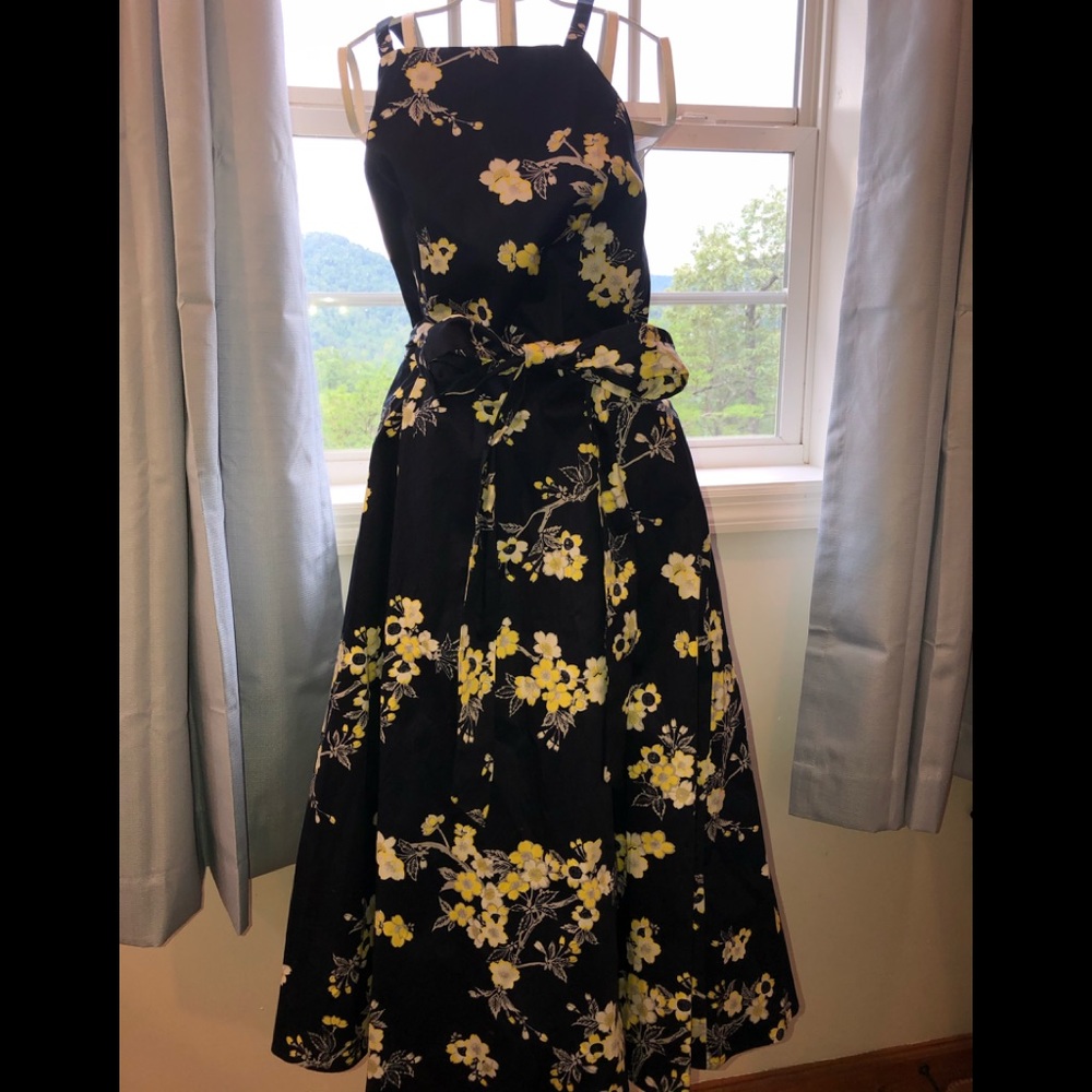 RACHEL Rachel Roy Black Dress with Yellow Floral Print